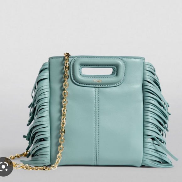 Maje mini light blue fringed bag - Picture 4 of 5